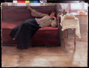 Dreams: Pensive Young Girl Lying on a Couch by Jakoff Jakovlevitch Kalinitchenko