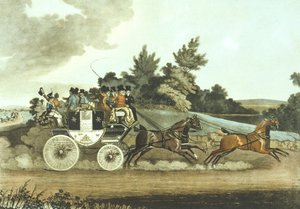 Stage Coach and Opposition Coach in Sight by James (after) Pollard