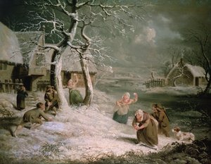 Peasants Snowballing by James (attr. to) Ward