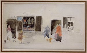 A Brittany Shop with Shuttered Windows by James Abbott McNeill Whistler
