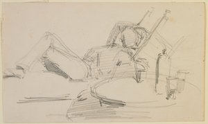 A man reclining on a bed by James Abbott McNeill Whistler