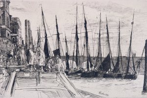 Boats alongside Billingsgate, London