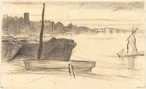 Chelsea Bridge and Church, c. 1870-1871 by James Abbott McNeill Whistler