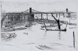 Old Hungerford Bridge by James Abbott McNeill Whistler