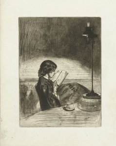 Portrait of Deborah Delano Reading by Lamplight