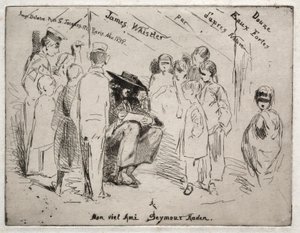 Twelve Etchings from Nature: Title Page - Delauney Sketching by James Abbott McNeill Whistler