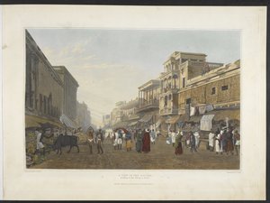 A view in the Bazaar, leading to the Chitpore Road, from 