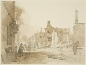 Ruins of the Mansion House and Custom House in Queen Square after the Riots by James Baker Pyne