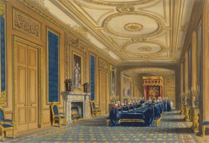 The Throne Room, Windsor Castle - The Installation of the Order of the Garter, 1838 by James Baker after Pyne