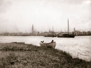 Rowing boat by a canal, Rotterdam by James Batkin