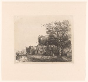 Landscape with Three Gabled Cottages Beside a Road