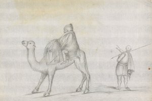 Traveler and a Man atop a Camel by James Bruce