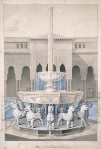 Fountain in the Court of the Lions, Alhambra, from The Arabian Antiquities of Spain, published 1815 by James Cavanagh Murphy