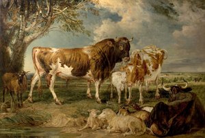 Bull, Cow and Calf in a Landscape, 1837