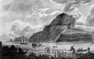 Kerguelen island, view of Christmas Bay (engraving) by James Cook