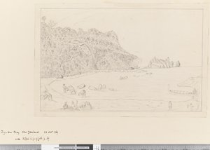 A View of the Watering Place Tegadoo Bay, New Zealand, 23 Oct 1769 by James Cook