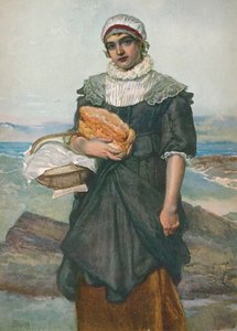 A French Fisher Girl, c. 1890 by James Dromgole Linton