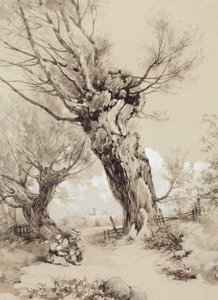 Landscape with Figures under Pollarded Trees by James Duffield Harding