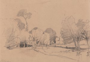 Willows by a Stream, Horse and Cart Crossing Bridge