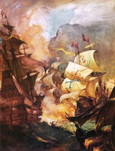 The Armada being destroyed by English fire ships