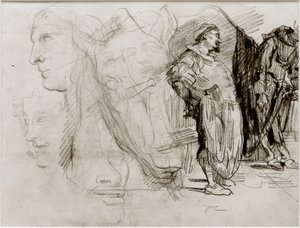 Don Quixote and Horse Head by James Sidney Ensor