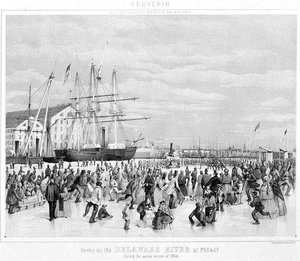 Scene on the Delaware River at Philadelphia during the Severe Winter of 1856, c.1860 by James Fuller Queen
