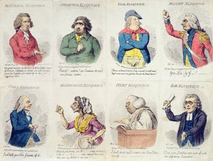 8 Vignettes Depicting Eloquence, Published by Hannah Humphrey in 1795