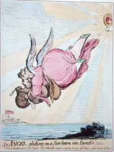 An Angel gliding on a Sun-beam into Paradise by James Gillray