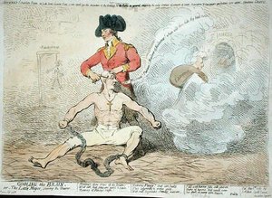 Cooling the Brain, or The Little Mayor Shaving the Shaver by James Gillray