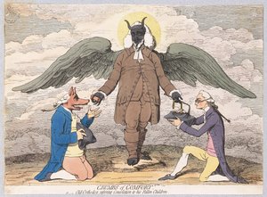 Crumbs of Comfort, or Old Orthodox restoring Consolation to his Fallen Children, pub. 1782 by James Gillray