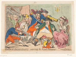 Louis XVI and Marie Antoinette Caught During Their Flight, 1791 (French Democrats Surprising the Royal Runaways) by James Gillray