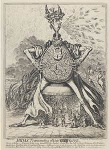 Midas, Transmuting All into Gold Paper, 1797 by James Gillray