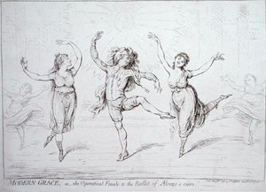Modern Grace, or the Operatical Finale to the Ballet of Alonzo e caro, published by Hannah Humphrey in 1796 by James Gillray