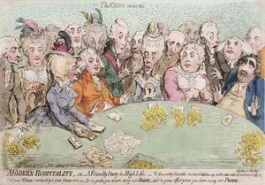 Modern Hospitality, or A Friendly Party in High Life, published by Hannah Humphrey in 1792 by James Gillray