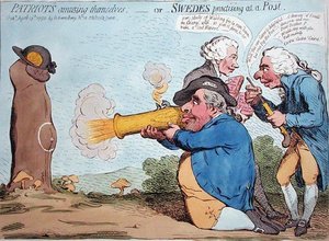 Patriots amusing themselves, or Swedes practising at a Post by James Gillray