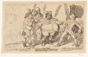 Caricature of Charles Fox, 1788 (King Henry IVth. The Last Scene) by James Gillray