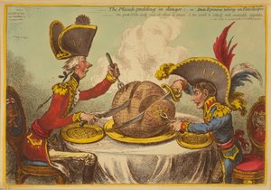 The Plum Pudding in Danger or State Epicures taking un Petit Souper by James Gillray