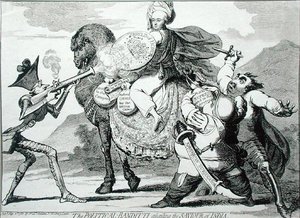 The Political Banditti Assailing the Saviour of India by James Gillray