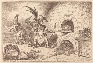 Tiddy-Doll, the Great Gingerbread Baker, Drawing Out a New Batch of Kings by James Gillray