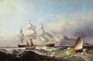 A Clipper Ship off the Mumbles Lighthouse, Swansea by James Harris of Swansea