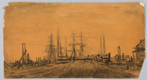 Shipyard and Pier by James Henry Moser