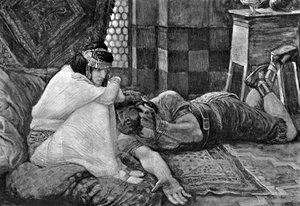 Samson reveals his secret to Delilah (Bible) by James Jacques Joseph (after) Tissot