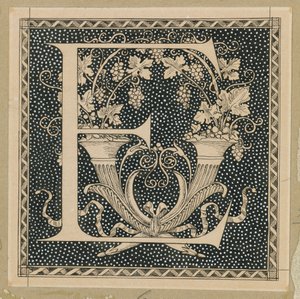 Capital Letter E, illustration from The Life of Our Lord Jesus Christ