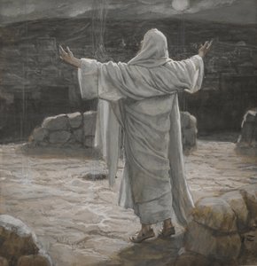Christ Retreats to the Mountain at Night, illustration from The Life of Our Lord Jesus Christ