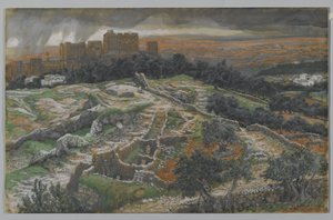 Reconstruction of Golgotha and the Holy Sepulchre, seen from the Judicial Gate, illustration from The Life of Our Lord Jesus Christ by James Jacques Joseph Tissot