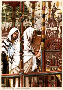 Jesus teaching in the Synagogue - St Matthew - Bible by James Jacques Joseph after Tissot