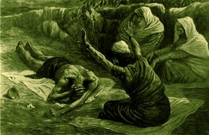 Job lying on the heap of refuse