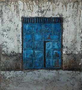 Weathered Blue Window Wall