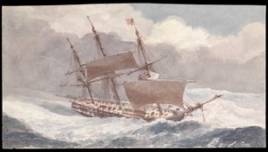 The Barham off S. end of Sardinia on her passage to England with Vice-Admiral Sir Pulteney Malcolm, mid 19th century