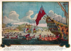 The Landing of Troops from New England on the Island of Cape Breton to Attack Louisbourg by James L. Brooks